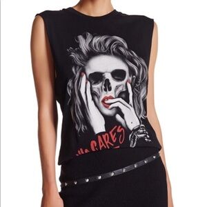 The Kooples Black Graphic Who Cares Sleeveless Top